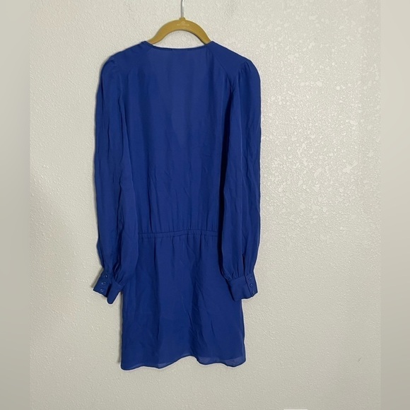 Parker Blue V Neck Silk Dress Small - Picture 5 of 7